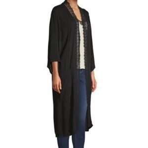 3/$30 Crochet Trim Kimono, Black